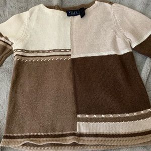 Brown Color Block Knitted Sweater